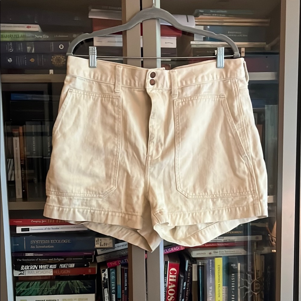 Madewell High Waist Cream Shorts